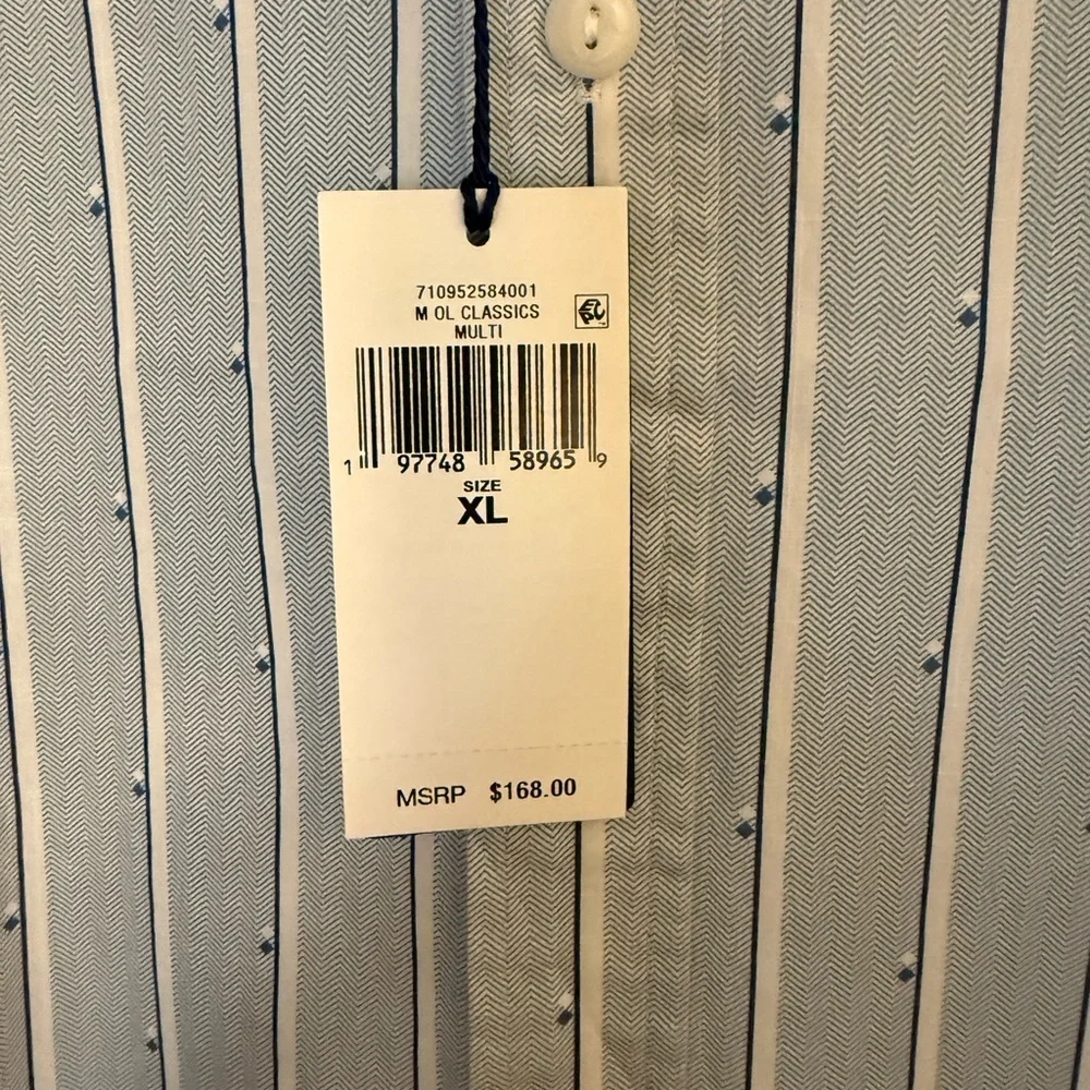 Polo by Ralph Lauren Men's White Shirt with Blue Stripes